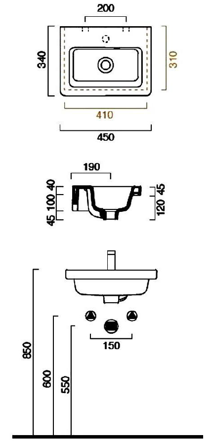 CATALANO _ 145LI00 - New light 45 wall mount basin