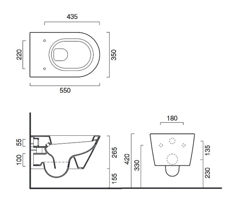 CATALANO _ 1VS55RZE00 - Zero Ribbed WC with Soft Close Seat Cover and Fixing Kit.