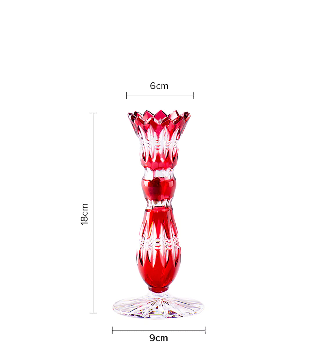 CAESAR CRYSTAL BOHEMIAE - Cherry Red Charm - Slender & Stylish Glassware Vase.