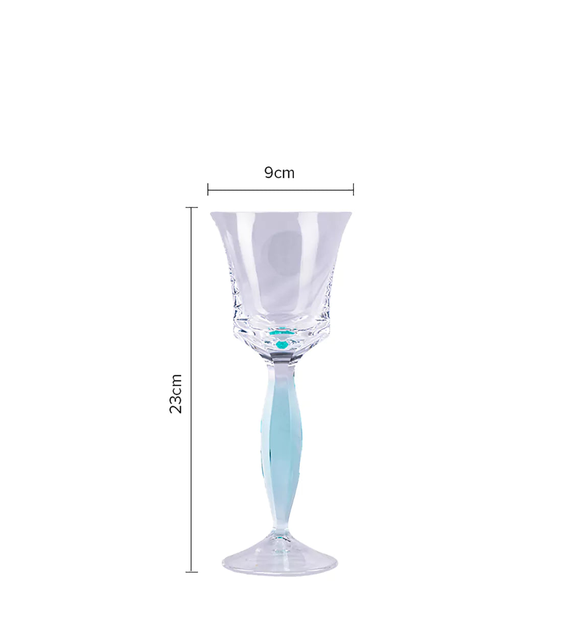 MOSER - Sparkly Turquoise Waves - Turquoise Coloured Standing Wine & Champagne Glass.