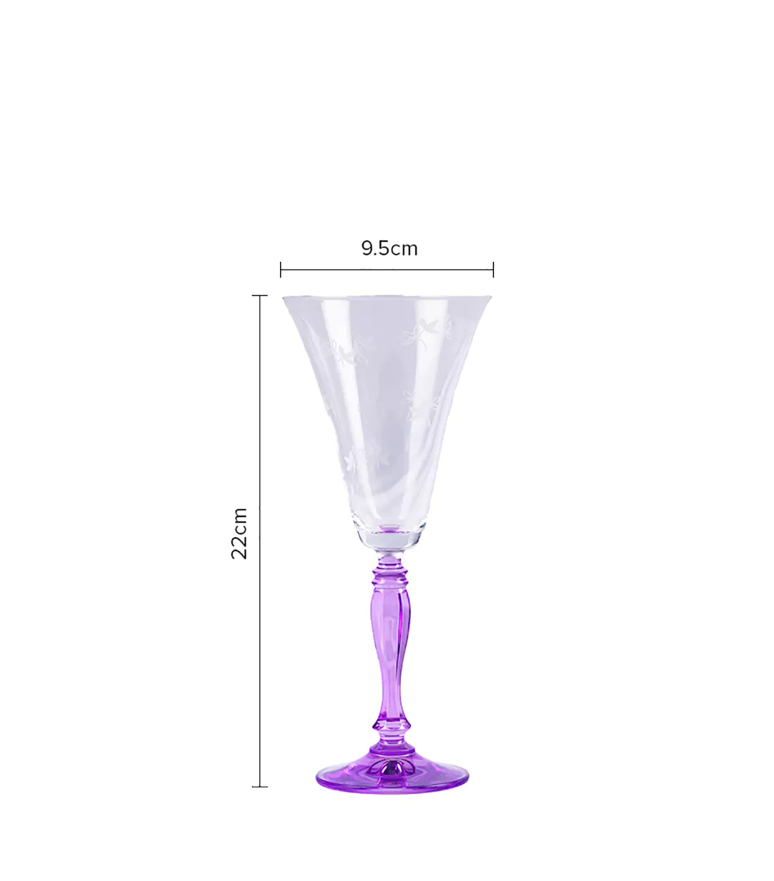 CAESAR CRYSTAL BOHEMIAE- Bell Shaped Purple Crystal cut Glass