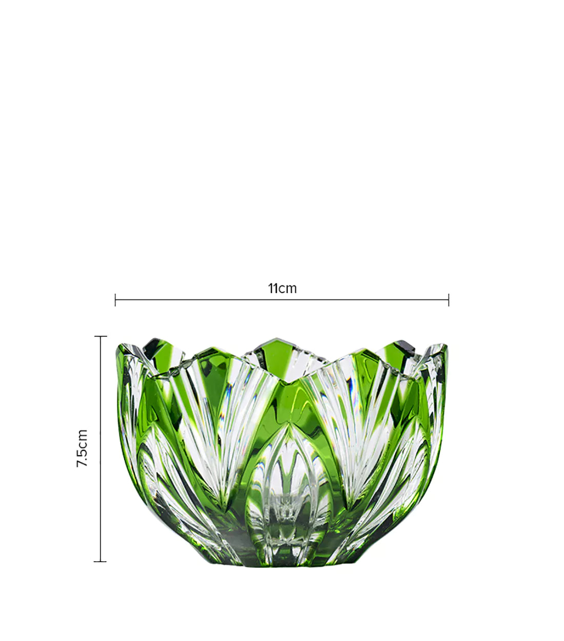 CAESAR CRYSTAL BOHEMIAE- Green Lotus Grande - Leafy Design Candy Serving Bowl.