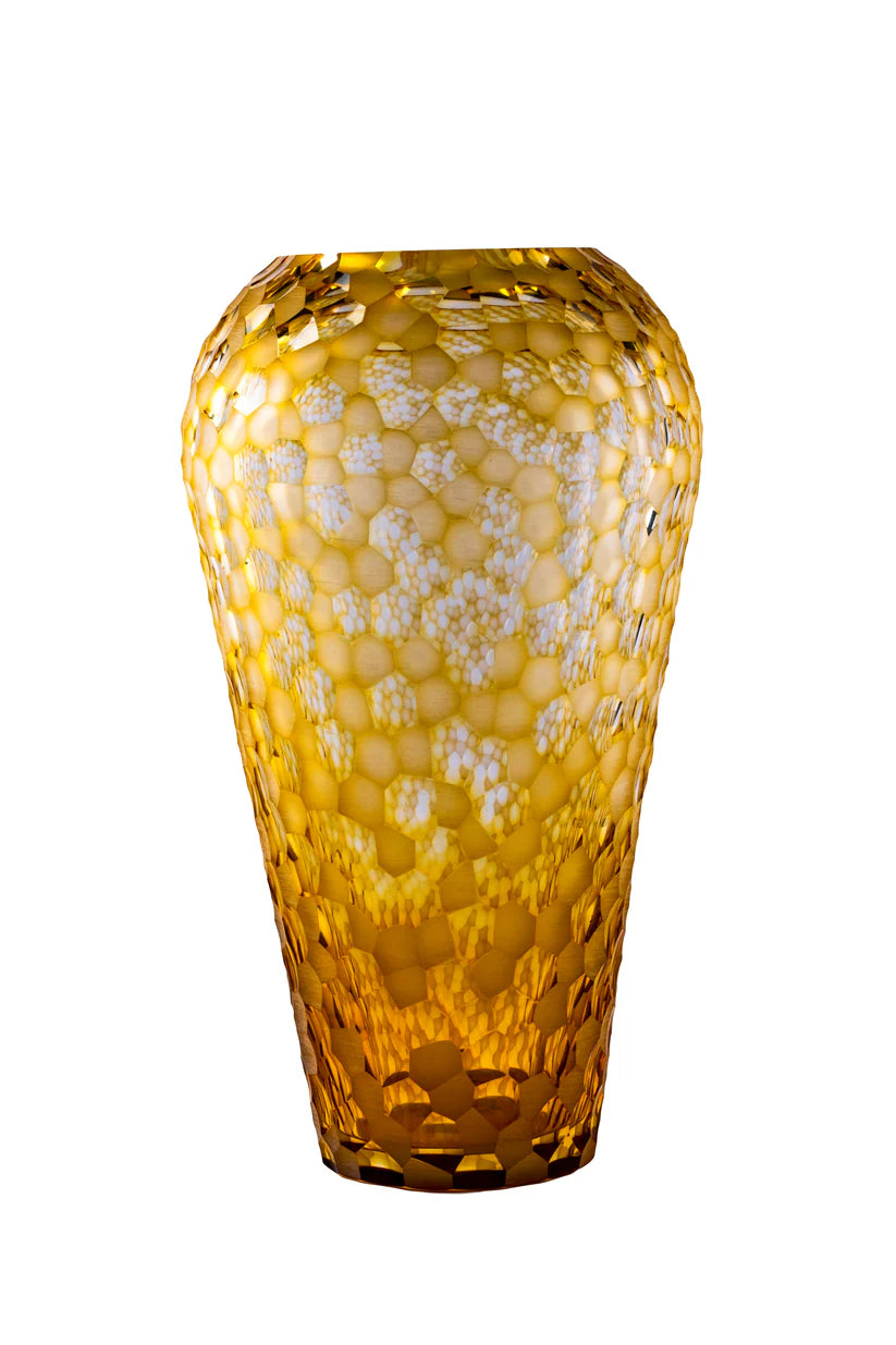 JIRI PACINEK - Luminous Honeycomb Vase - Gold Textured Sturdy & Stylish.