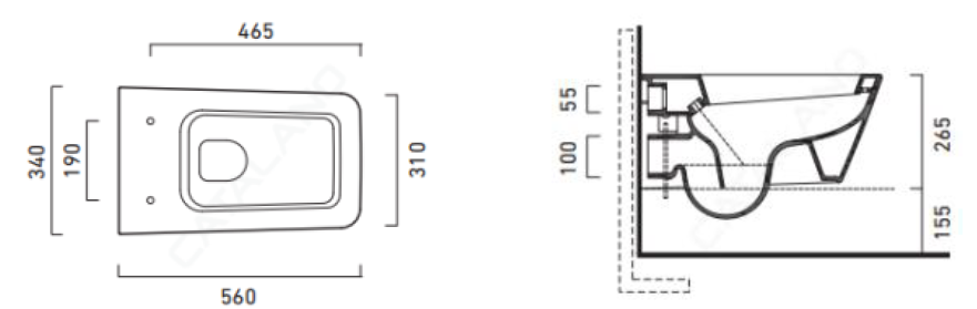 CATALANO _ 1VSPN00 - Proiezioni 56 Wall Hung WC with Soft Close Seat Cover and Fixing Kit.