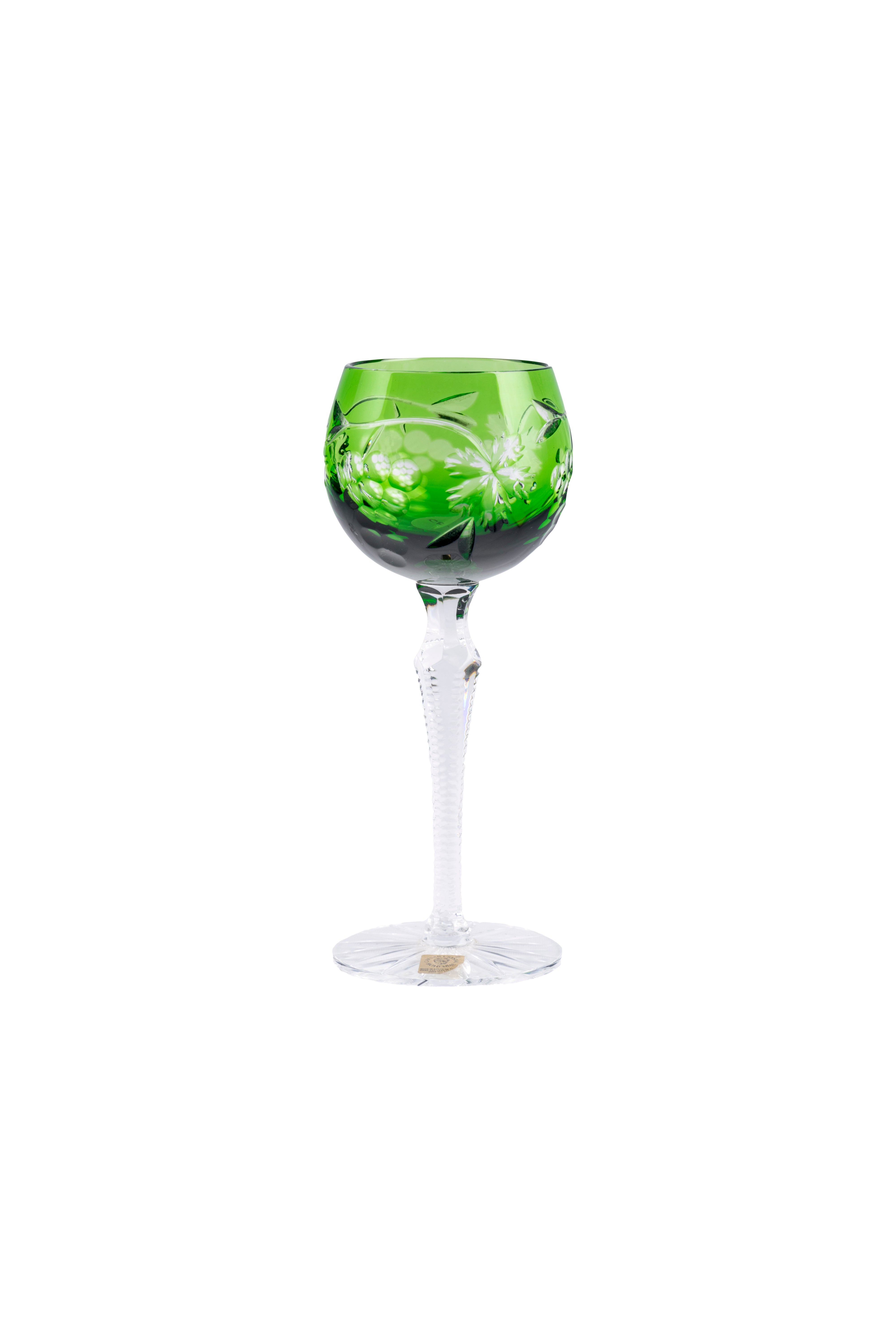 CAESAR CRYSTAL BOHEMIAE - Roman Grapes - Bohemia crystal emerald green cut glass - Handcrafted crystal glass with intricate patterns.