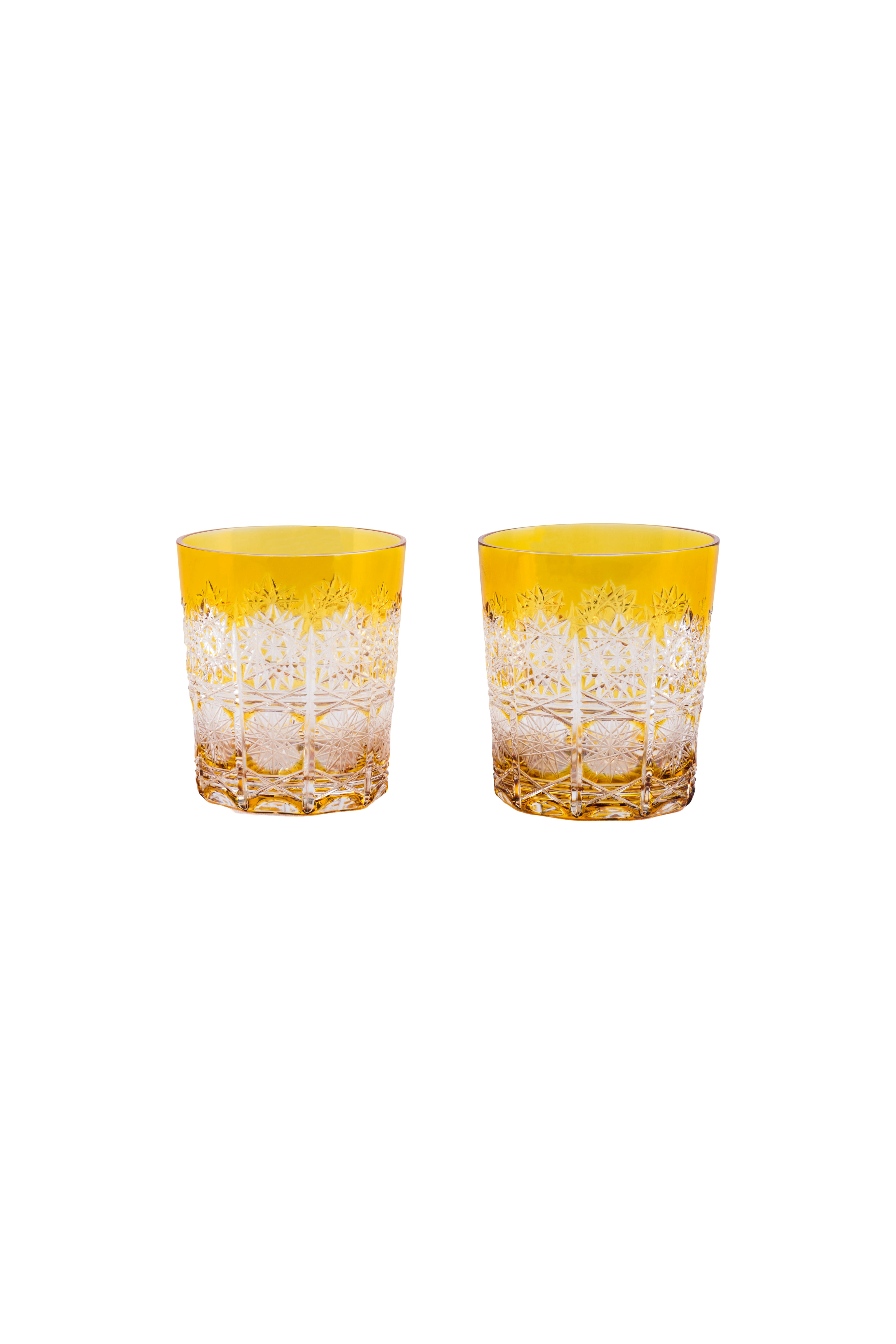 CAESAR CRYSTAL BOHEMIAE - Caramel Brown Whiskey Glasses - Handcrafted Designer Glass with a Detailed Pattern.