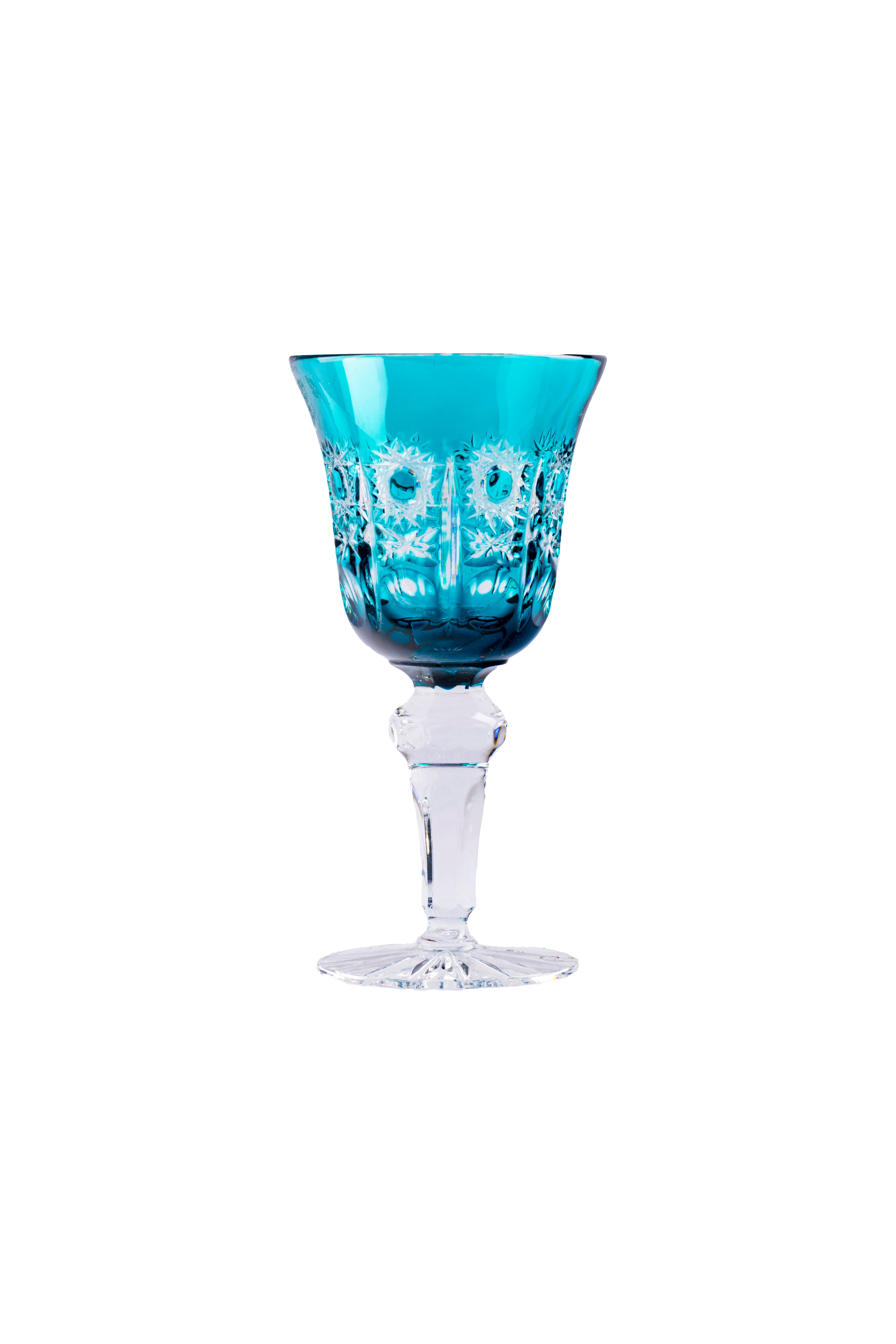 CAESAR CRYSTAL BOHEMIAE - Aqua Blue Cut Glass - Cocktail Glass with a Splash of Sophistication.