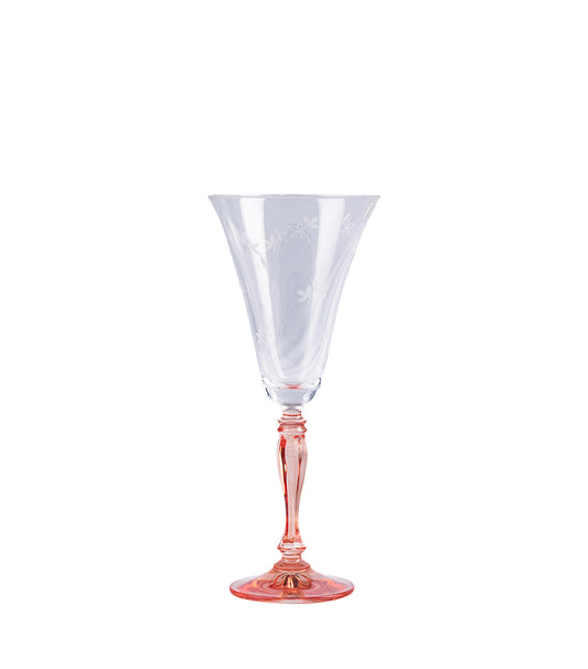 CAESAR CRYSTAL BOHEMIAE - Bell Shaped Crystal Cut Glass in Orange Color - Bespoke Cocktail Glass with Fine Detailing.