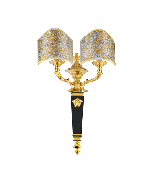 VERSACE -  Lampshade – Silk, barrio chino décor, golden background