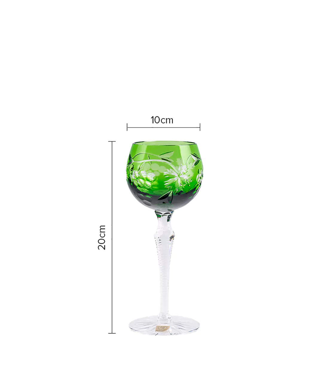 CAESAR CRYSTAL BOHEMIAE - Roman Grapes - Bohemia crystal emerald green cut glass - Handcrafted crystal glass with intricate patterns.