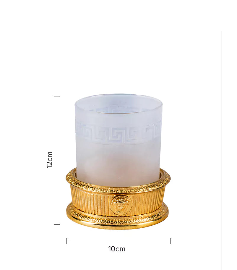 VERSACE - Gold Plated Beaker Holder - A Timeless Statement of Elegance and Functionality.