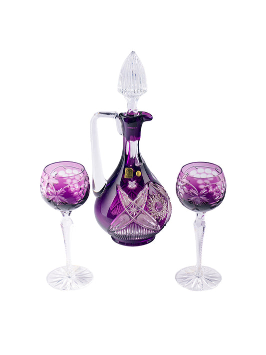 CAESAR CRYSTAL BOHEMIAE - Purple Tumbler with Glasses - Transform your Wine Experience into a Journey of Taste, Style, and Indulgence.