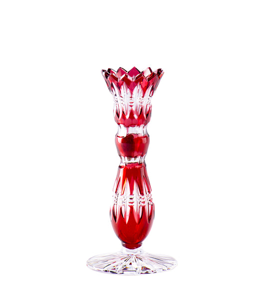 CAESAR CRYSTAL BOHEMIAE - Cherry Red Charm - Slender & Stylish Glassware Vase.