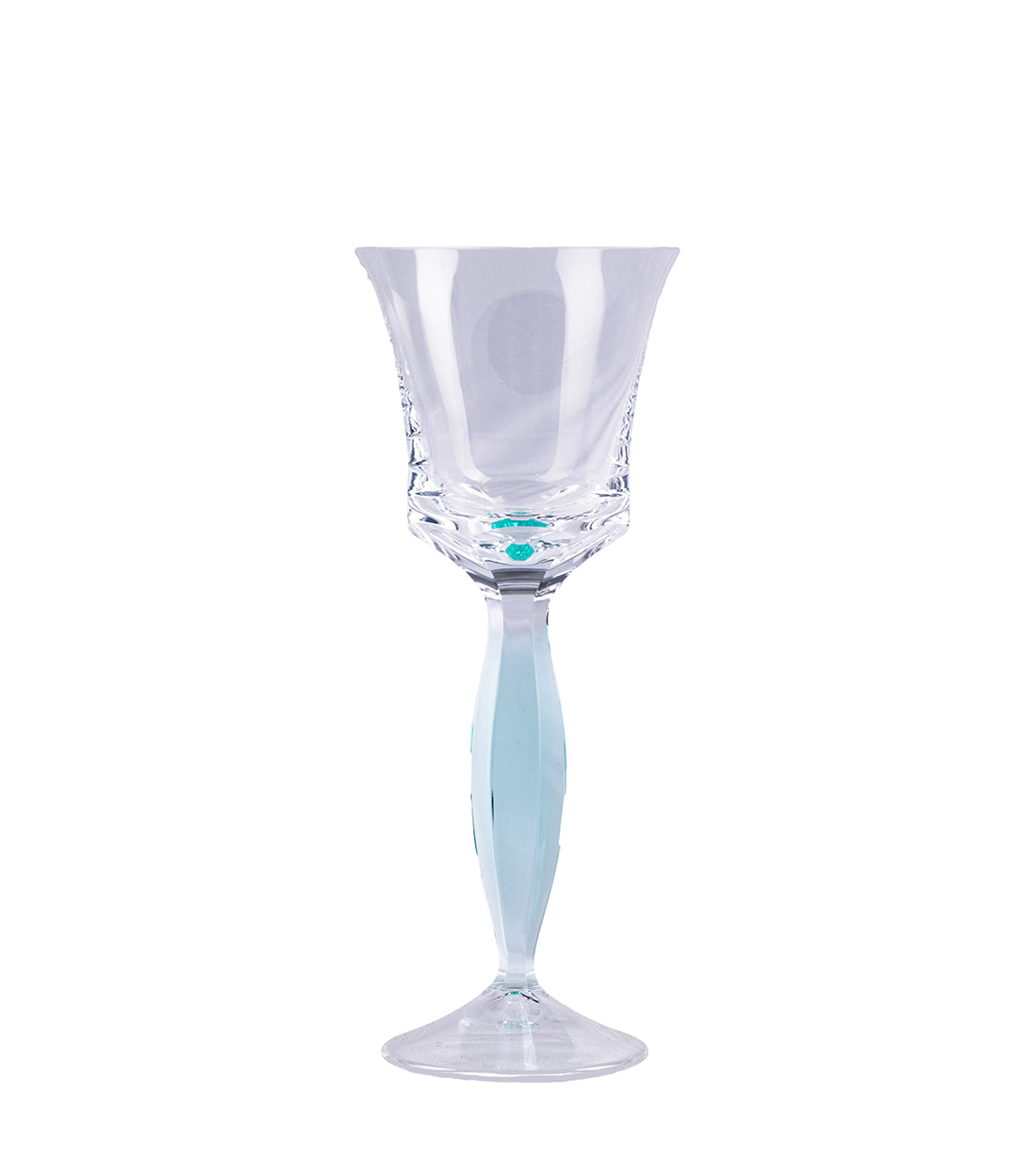 MOSER - Sparkly Turquoise Waves - Turquoise Coloured Standing Wine & Champagne Glass.